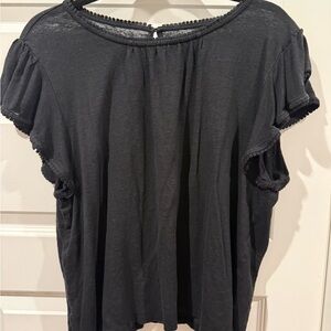 LOFT Black Ruffle Sleeve Blouse